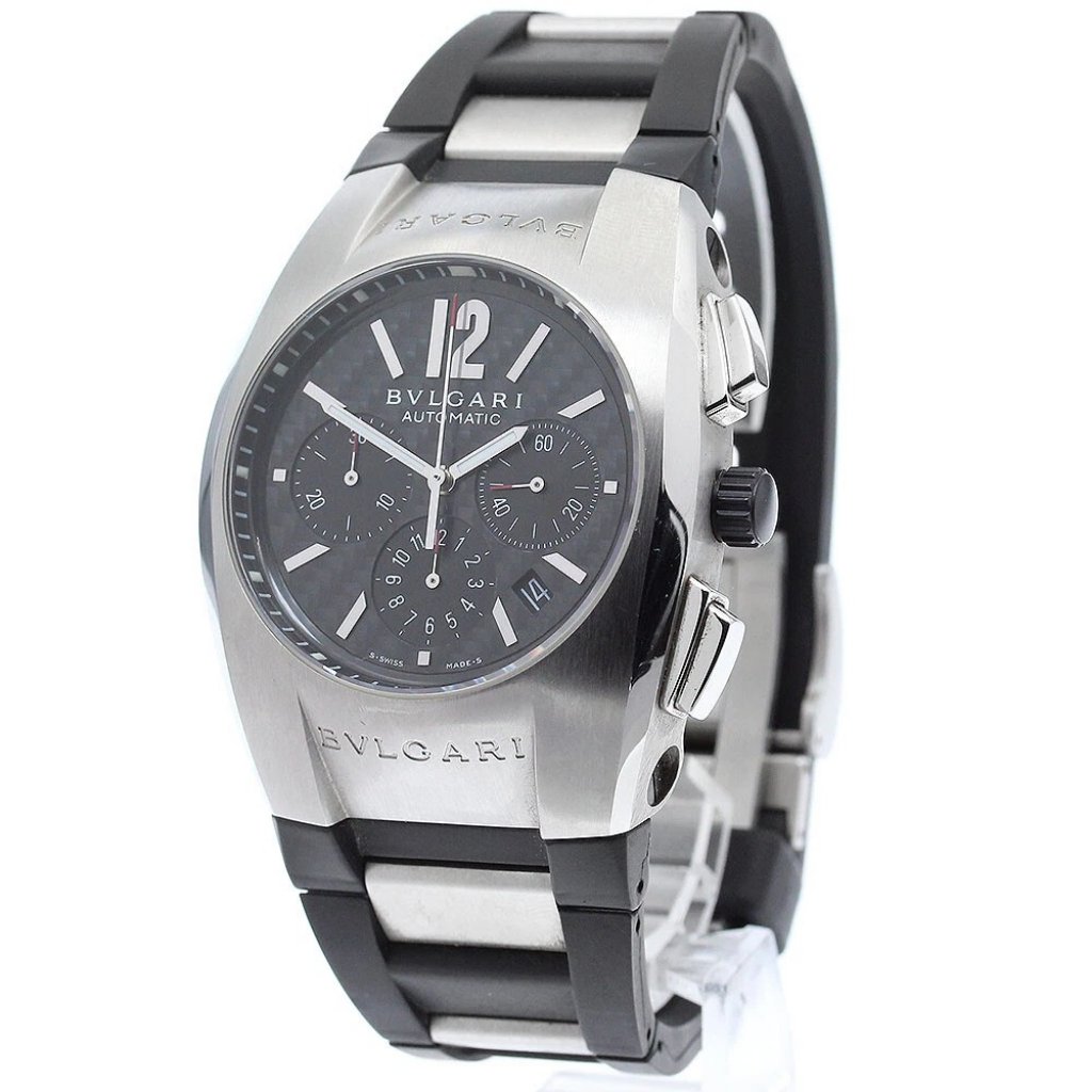 Bvlgari Elgon Eg40sch Chronograph Black Dial Automatic Mens Watch878276